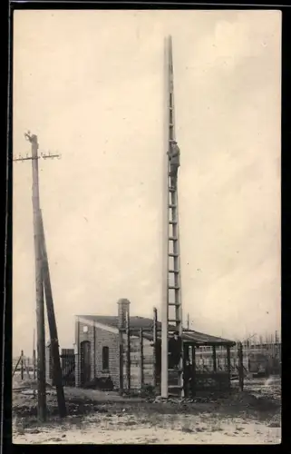 AK Minden /Westf., Bauweise der Mindener Eisenbeton Werft AG, für Strassenbahn- u. Hochspannungsleitungen