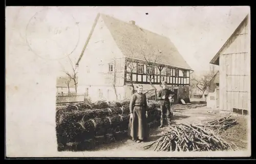Foto-AK Bräunsdorf /Freiberg, Gehöft Heymann