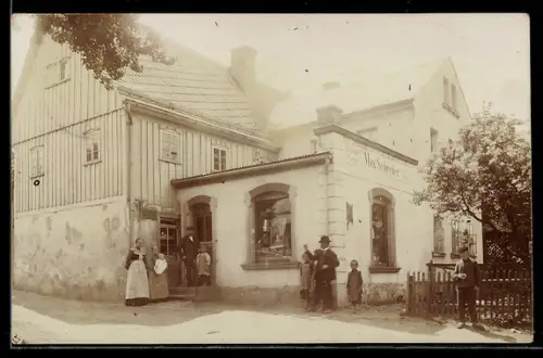 Foto-AK Grossröhrsdorf, Geschäft Colonialwaren Max Schreier
