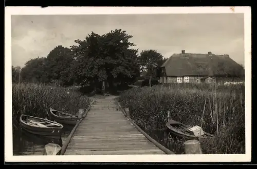 Foto-AK Ribnitz, Steg am Fischerhaus