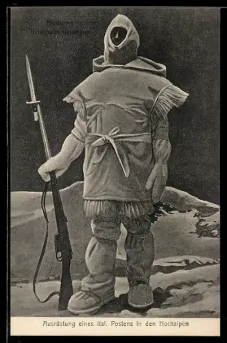 AK Ausrüstung eines italienischen Postens der Infanterie in den Hochalpen