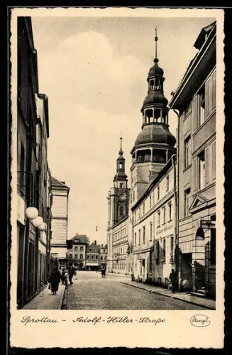 AK Sprottau, Blick in die Strasse