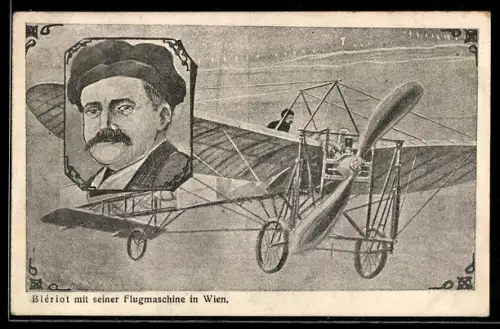 AK Bleriot-Flugzeug mit Pilot Louis Bleriot