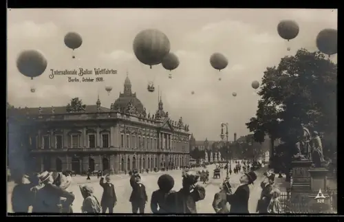 AK Berlin, Internationale Ballon Wettfahrten, October 1908