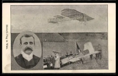 AK Wien, Bleriot`s Flugzeug nach dem Start vom Flugfeld in Wien