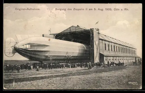 AK Cöln a. Rh., Bergung des Zeppelin II am 5.8.1909