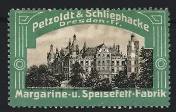 Reklamemarke Dresden, Petzoldt & Schliephacke Margarine & Speisefett, Schloss zu Schwerin