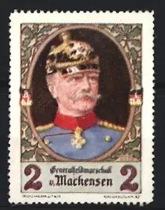 Reklamemarke Generalfeldmarschall v. Mackensen, Porträt mit Pickelhaube