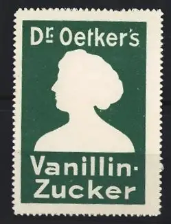 Reklamemarke Dr. Oetker`s Vanillin-Zucker, Frauenprofil-Silhouette