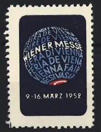 Reklamemarke Wien, Wiener Messe 1952, Globus-Design