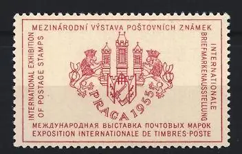 Reklamemarke Praga 1955, Internationale Briefmarkenausstellung, Wappen mit Türmen