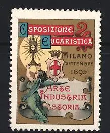 Reklamemarke Milano - Mailand, Esposizione Eucaristica 1895, Engel mit Monstranz