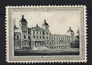 Reklamemarke Marienbad, Gebäudeansicht Neubad