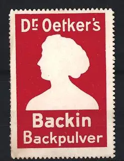 Reklamemarke Dr. Oetker`s Backin, Silhouette einer Frau