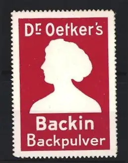 Reklamemarke Dr. Oetker`s Backin, Silhouette einer Frau