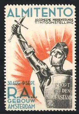 Reklamemarke Amsterdam, Almitento Tentoonstelling, Ritter mit Schwert