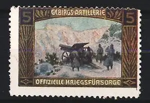 Reklamemarke Österreichische Gebirgs-Artillerie, Gebirgsgeschütz in Stellung