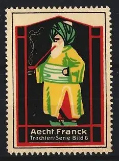 Reklamemarke Aecht Franck, Trachten-Serie, Raucher mit Pfeife