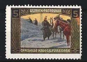 Reklamemarke Ulanen-Patrouille, Offizielle Kriegsfürsorge, Österr. Ulanen im Winter