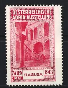 Reklamemarke Wien, Österreichische Adria-Ausstellung 1913, Architekturmotiv Ragusa