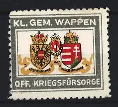 Reklamemarke Kl. Gem. Wappen, Doppelwappen, offizielle Kriegsfürsorge