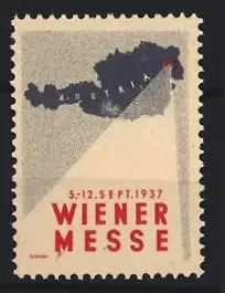 Reklamemarke Wien, Wiener Messe 1937, Österreich Karte