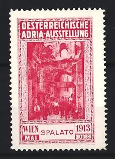 Reklamemarke Wien, Oesterreichische Adria-Ausstellung 1913, historische Architekturansicht