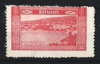Reklamemarke Portorose, Ortsansicht, Küstenpanorama
