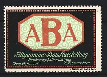 Reklamemarke Berlin, Allgemeine Bau-Ausstellung 1914, ABA-Logo