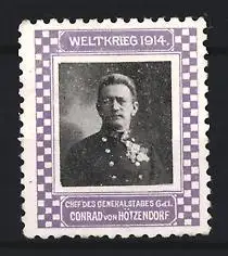 Reklamemarke Weltkrieg 1914, Chef des Generalstabes Conrad von Hötzendorf, Portrait mit Orden