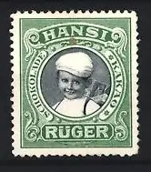 Reklamemarke Hans Rüger, Schokolade und Kakao, lächelnder Junge