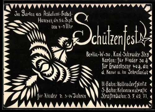 Künstler-AK Berlin-Schöneberg, Schützenfest im Garten des Pestalozzi-Fröbel-Hauses, Karl-Schrader Strasse 8