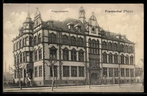 AK Frankenthal /Pfalz, Progymnasium mit Strassenpartie