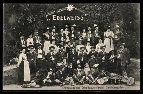 AK Berchtesgaden, Gebirgstrachten-Erhaltungs-Verein Edelweiss, Gruppenfoto