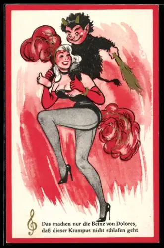 AK Frau trägt den Krampus auf den Schultern