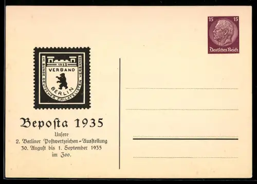 AK Berlin, Beposta Ausstellung 1935, 2. Berliner Postwertzeichen-Ausstellung im Zoo, Ganzsache