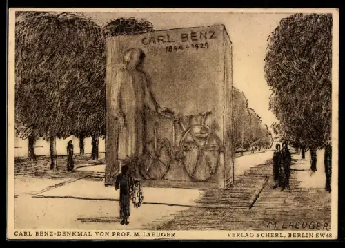 AK Mannheim, Carl Benz Denkmal von Prof. M. Laeuger, Enthüllung Ostern 1933, Ganzsache