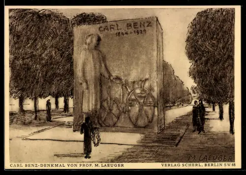 AK Mannheim, Carl Benz Denkmal von Prof. M. Laeuger, Enthüllung Ostern 1933, Ganzsache