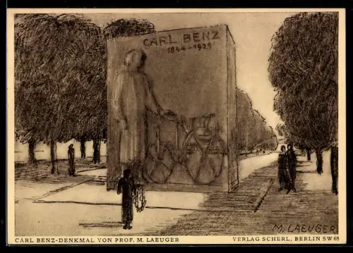 AK Mannheim, Carl Benz Denkmal von Prof. M. Laeuger, Enthüllung Ostern 1933, Ganzsache