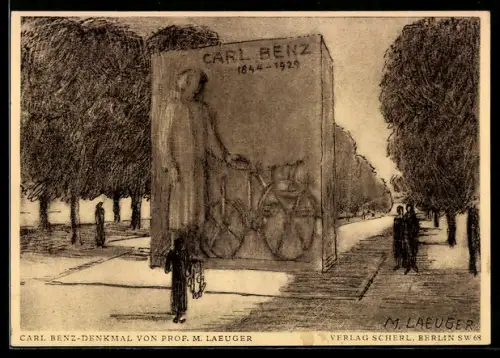 AK Ganzsache PP127 C2: Mannheim, Carl Benz Denkmal von Prof. M. Laeuger, Enthüllung Ostern 1933
