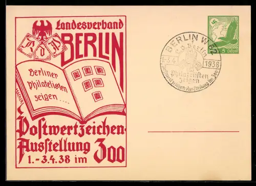 AK Berlin, Postwertzeichen-Ausstellung im Zoo, 01.-03.04.1938, , Ganzsache