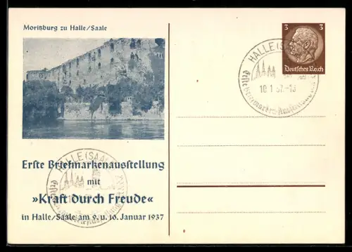 AK Ganzsache PP 122 C40: Halle /Saale, Erste Briefmarkenausstellung mit Kraft durch Freude 1937, Moritzburg
