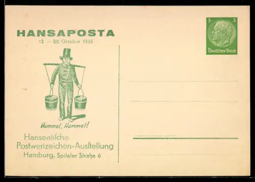 AK Hamburg, Hanseatische Postwertzeichen-Ausstellung Hansaposta 1935, Spitaler Strasse 6, Ganzsache