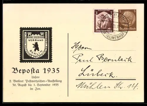 AK Ganzsache PP 122 C11: Berlin, Beposta Ausstellung 1935, 2. Berliner Postwertzeichen-Ausstellung im Zoo