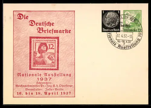 AK Berlin, Nationale Ausstellung Die Deutsche Briefmarke 1937, , Ganzsache