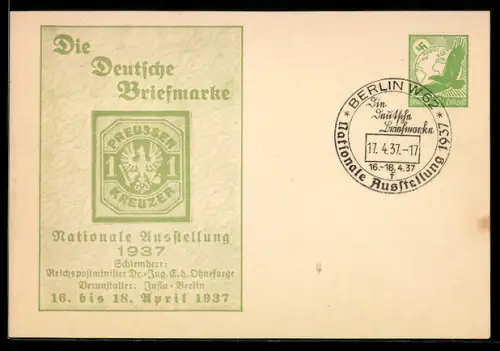 AK Berlin, Nationale Ausstellung Die Deutsche Briefmarke 1937, , Ganzsache