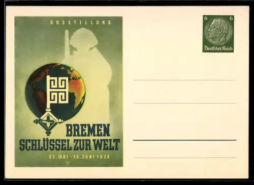 AK Bremen, Ausstellung Schlüssel zur Welt 1938, Ganzsache