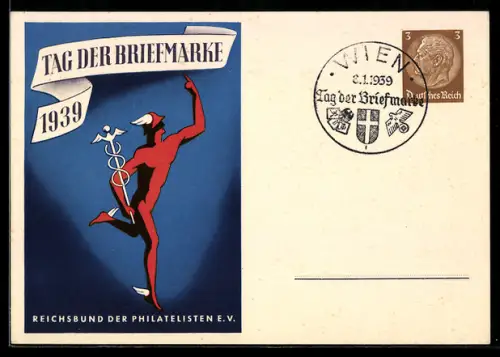 AK Tag der Briefmarke 1939, Reichsbund der Philatelisten e. V., Sonderstempel, Ganzsache