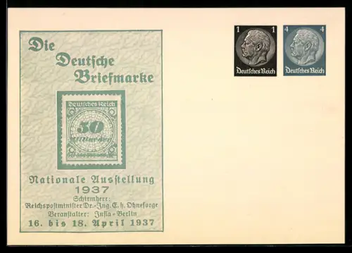 AK Berlin, Nationale Ausstellung Die Deutsche Briefmarke 1937, Ganzsache