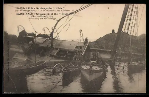 AK Saint-Malo, Naufrage du Hilda 1905, Seenotrettung